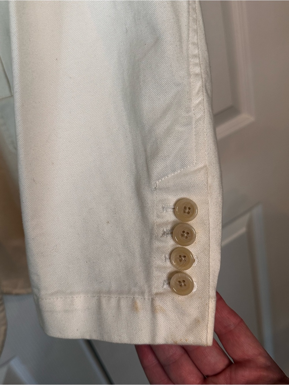 White POLO Ralph Lauren Vintage 100% Cotton Denim Blazer Suit Jacket - Picture 7 of 15